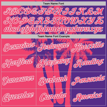 Custom Purple Neon Pink-White Hawaii Tropical Coastal Palm Trees Performance T-Shirt