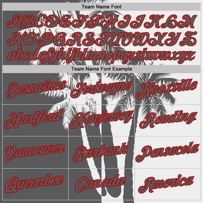 Custom White Steel Gray-Red Hawaii Tropical Coastal Palm Trees Performance T-Shirt