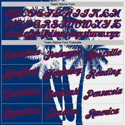 Custom White Royal-Red Hawaii Tropical Coastal Palm Trees Performance T-Shirt