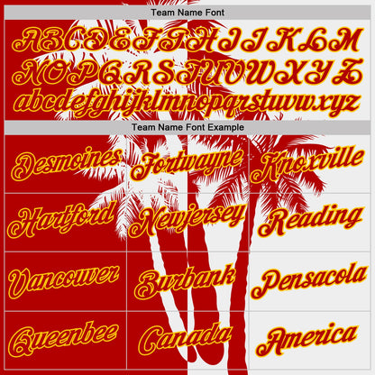 Custom White Red-Yellow Hawaii Tropical Coastal Palm Trees Performance T-Shirt