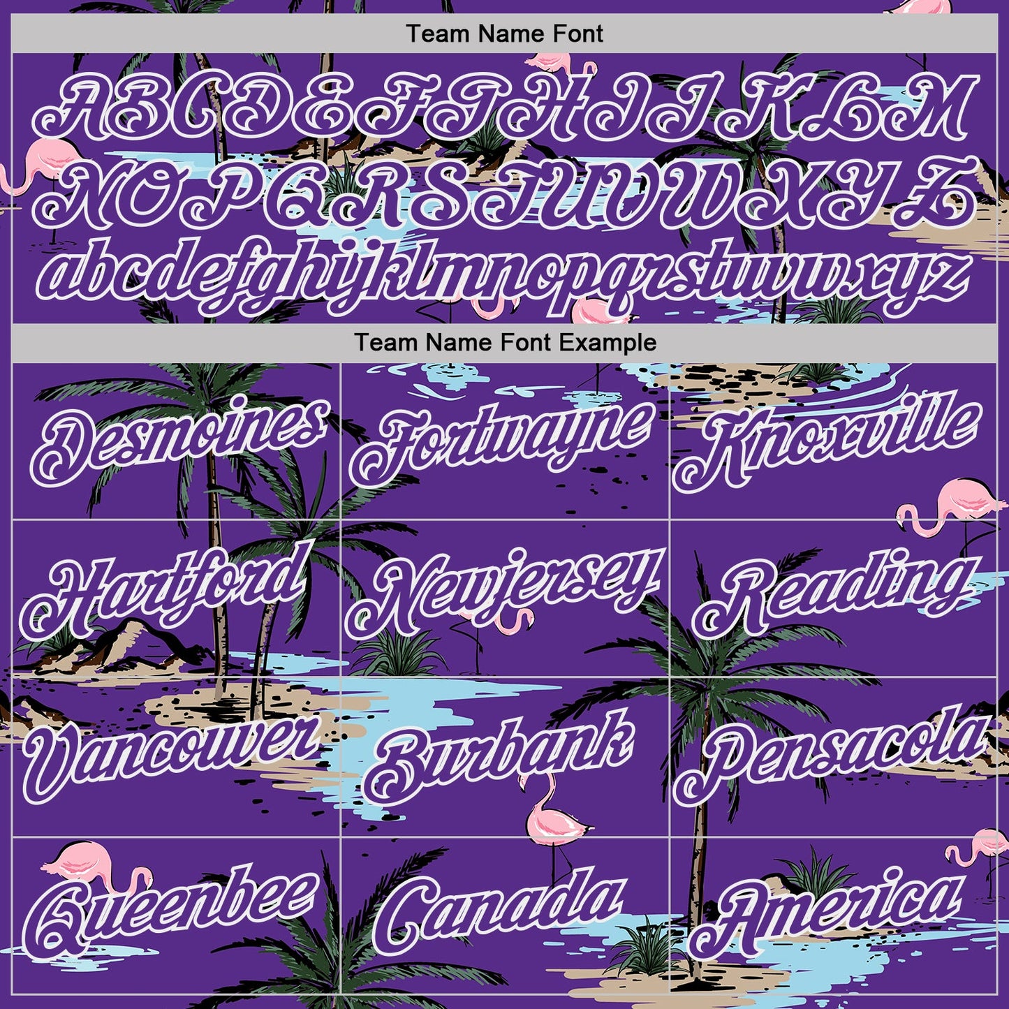 Custom Purple-White Tropical Hawaii Palm Trees Summer Beach Flamingo Performance T-Shirt