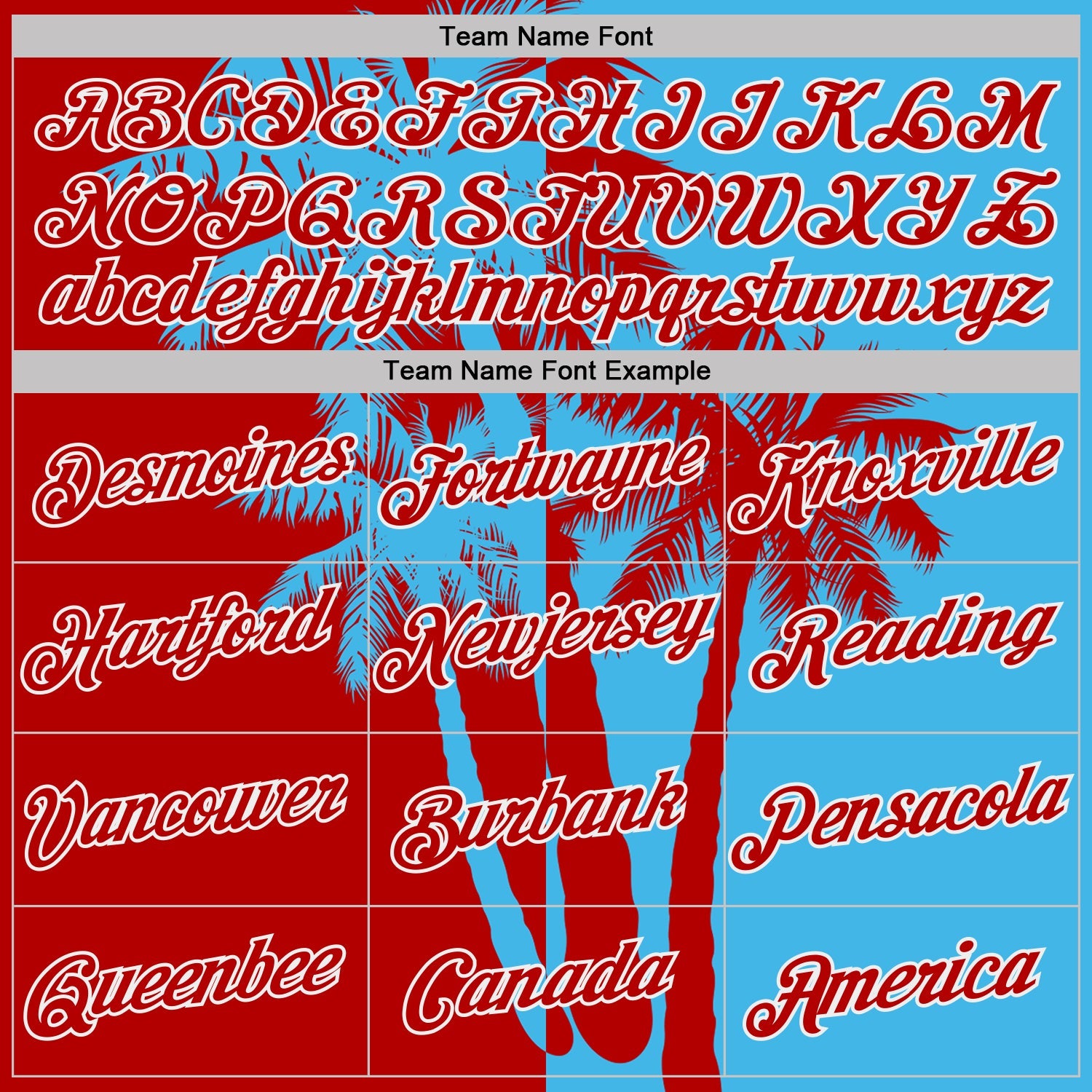Custom Sky Blue Red-White Hawaii Tropical Coastal Palm Trees Performance T-Shirt
