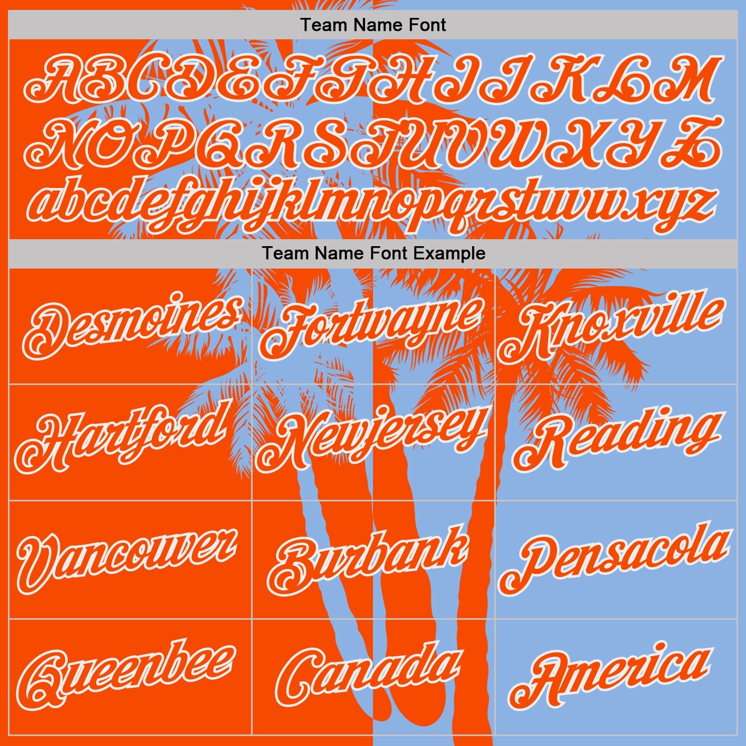Custom Light Blue Orange-White Hawaii Tropical Coastal Palm Trees Performance T-Shirt