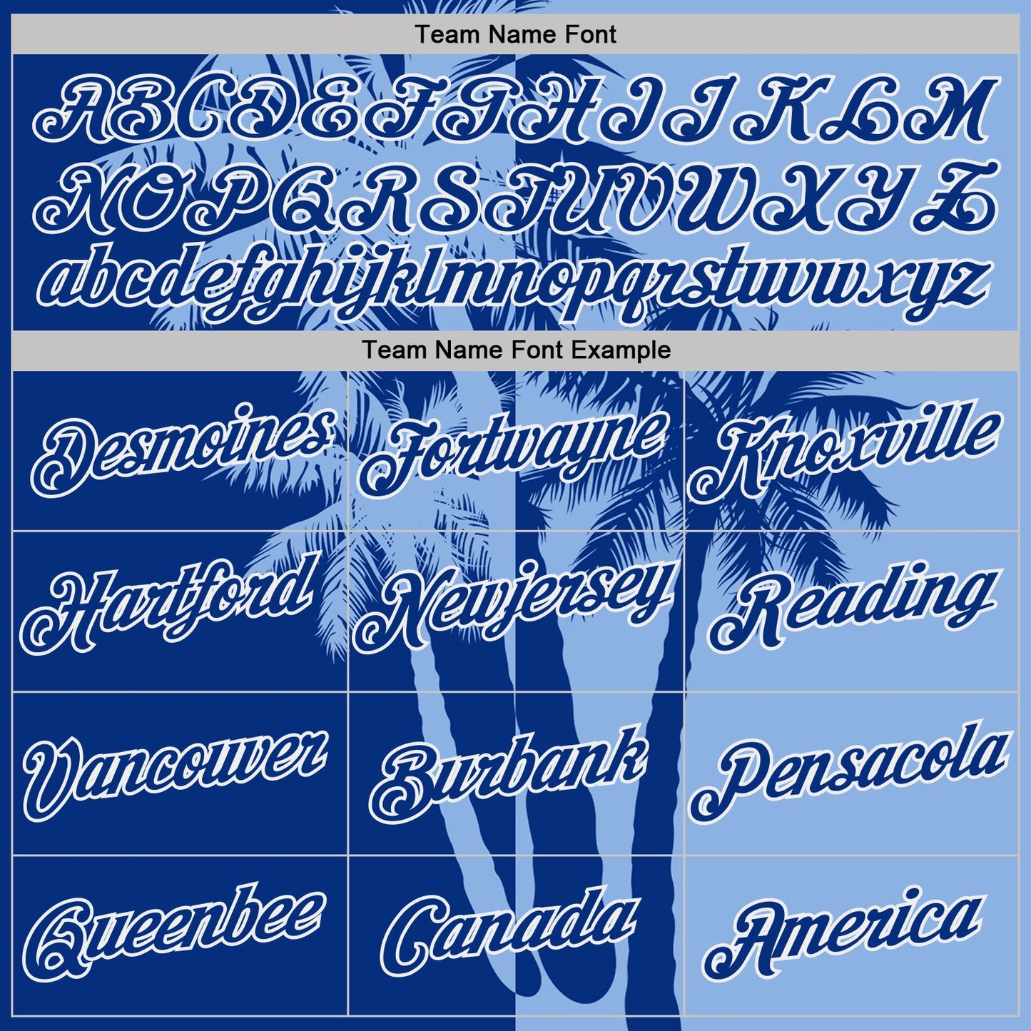 Custom Light Blue Royal-White Hawaii Tropical Coastal Palm Trees Performance T-Shirt