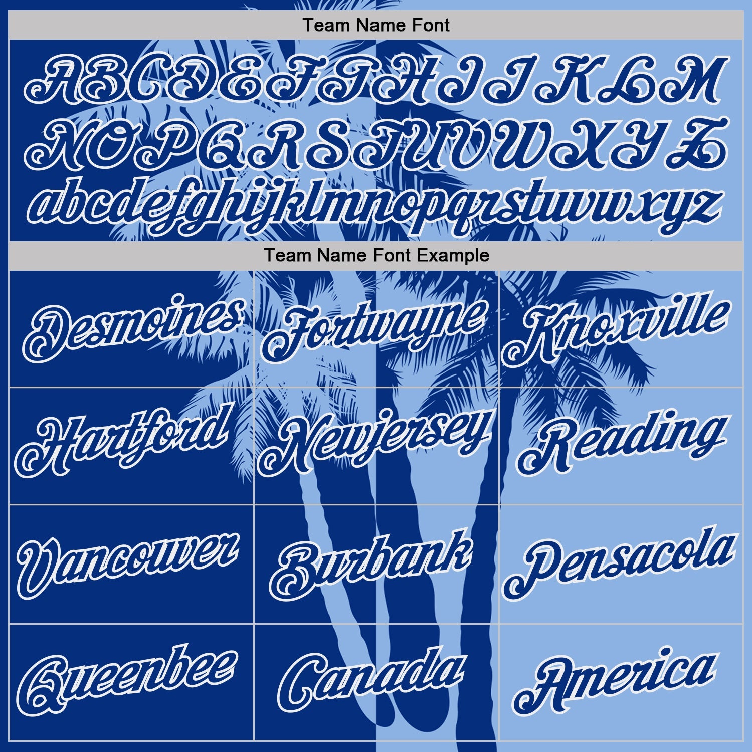 Custom Light Blue Royal-White Hawaii Tropical Coastal Palm Trees Performance T-Shirt