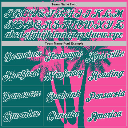 Custom Pink Teal-White Hawaii Tropical Coastal Palm Trees Performance T-Shirt