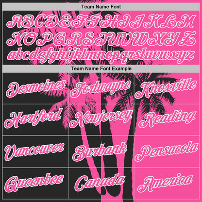 Custom Pink Black-White Hawaii Tropical Coastal Palm Trees Performance T-Shirt