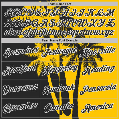 Custom Yellow Black-White Hawaii Tropical Coastal Palm Trees Performance T-Shirt