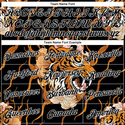 Custom Stitched Black Orange-White 3D Pattern Design Flame Tiger Sports Pullover Sweatshirt Hoodie