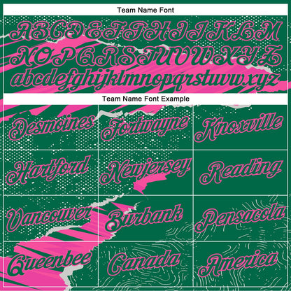 Custom Stitched Kelly Green Pink 3D Pattern Design Torn Paper Style Sports Pullover Sweatshirt Hoodie