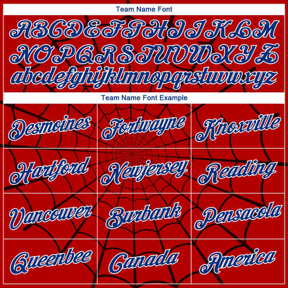 Custom Red Royal-White 3D Pattern Design Spider Web Authentic Basketball Jersey