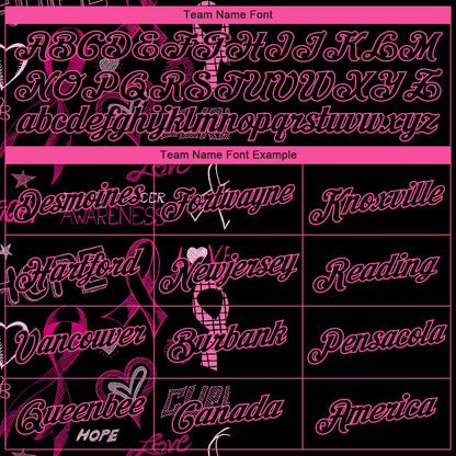 Custom Black Pink-Light Blue 3D Pattern Design Pink Ribbon Breast Cancer Awareness Month Women Health Care Support Authentic Basketball Jersey