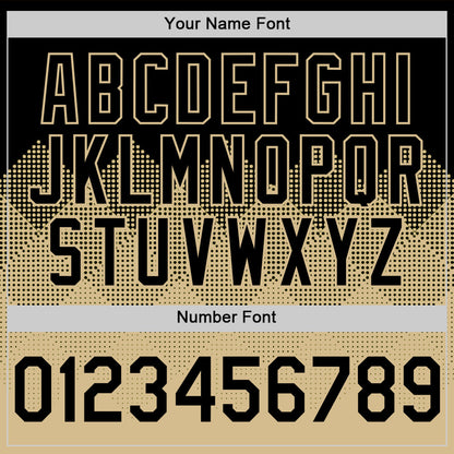 Custom Black Vegas Gold 3D Pattern Design Gradient Square Shapes Authentic Baseball Jersey