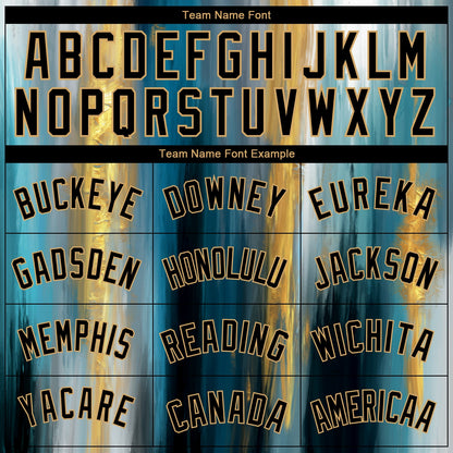 Custom Old Gold Black 3D Pattern Design Gold Foil Authentic Basketball Jersey