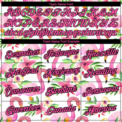 Custom White Pink-Black 3D Pattern Design Tropical Hawaii Flamingo Performance T-Shirt