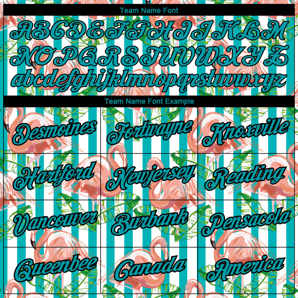 Custom White Teal-Black 3D Pattern Design Tropical Hawaii Flamingo Performance T-Shirt