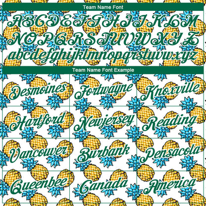 Custom White Kelly Green 3D Pattern Design Tropical Pineapple Performance T-Shirt