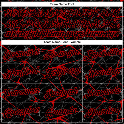 Custom Black Red 3D Pattern Design Abstract Network Performance T-Shirt