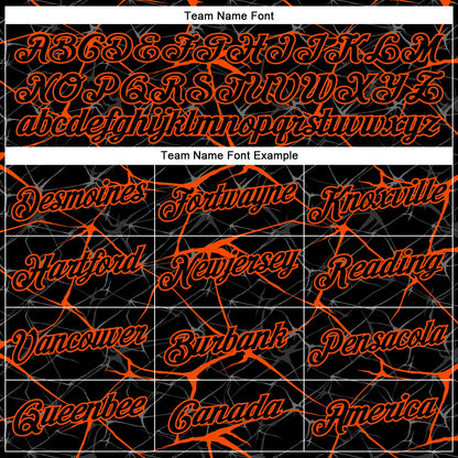 Custom Black Orange 3D Pattern Design Abstract Network Performance T-Shirt