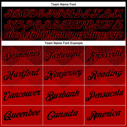 Custom Black Red 3D Pattern Design Gradient Square Shapes Performance T-Shirt
