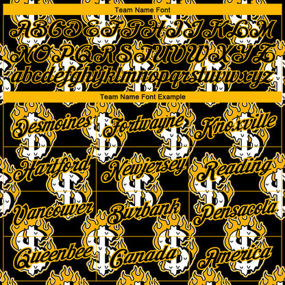 Custom Black Gold 3D Pattern Design Burnfiring Dollar Sign Money Theme Performance T-Shirt