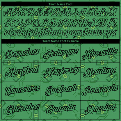 Custom Aurora Green Black 3D Pattern Design Dollar Banknote Money Theme Performance T-Shirt