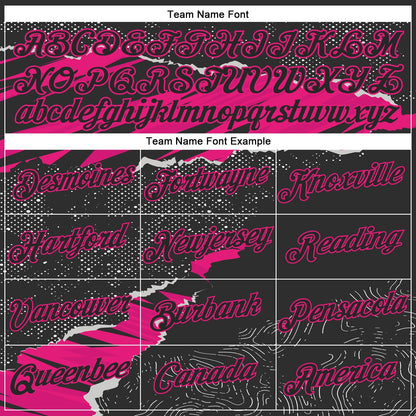 Custom Stitched Black Hot Pink 3D Pattern Design Torn Paper Style Sports Pullover Sweatshirt Hoodie