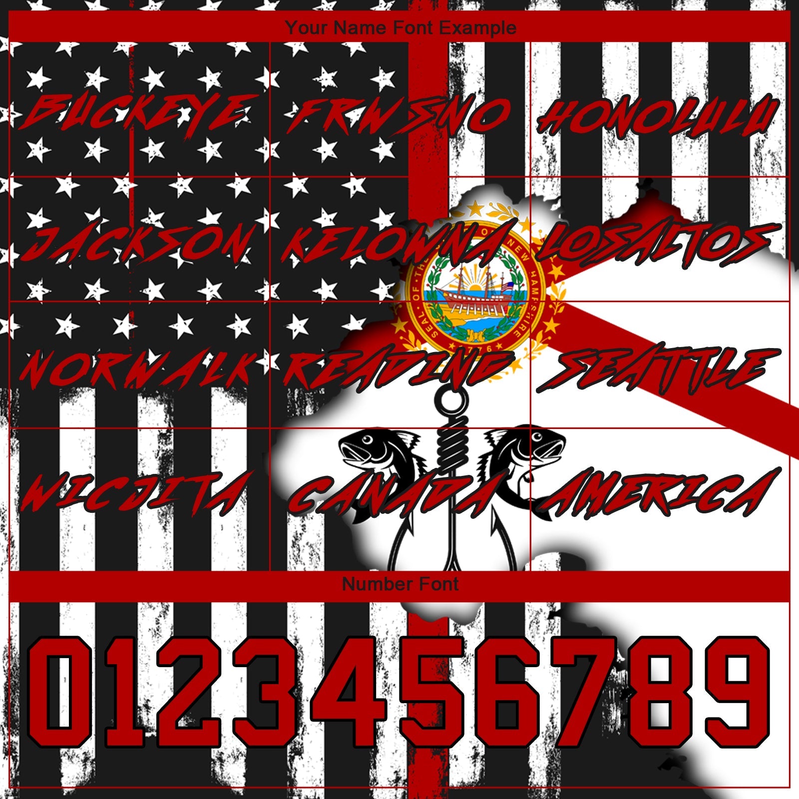 Custom Black Red-White 3D American Flag And Fish Hook Fishing Sports Pullover Sweatshirt Hoodie