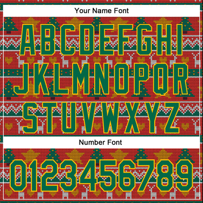 Custom Stitched Red Kelly Green-Gold 3D Christmas Sports Pullover Sweatshirt Hoodie