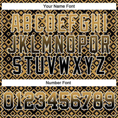 Custom Stitched Old Gold Black-White 3D Pattern Design Geometric Gradient Square Shapes Sports Pullover Sweatshirt Hoodie