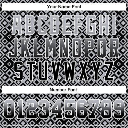 Custom Stitched Gray Black-White 3D Pattern Design Geometric Gradient Square Shapes Sports Pullover Sweatshirt Hoodie
