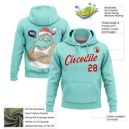 Custom Stitched Ice Blue Red-White Funny Christmas 3D Sports Pullover Sweatshirt Hoodie