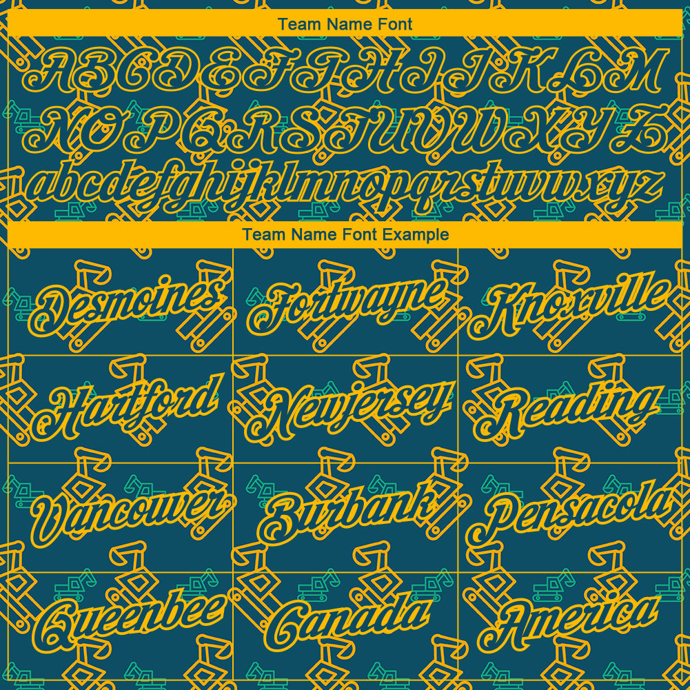 Custom Midnight Green Gold 3D Pattern Design Machine Excavator Labor Day Performance T-Shirt