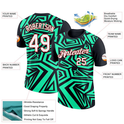 Custom Black Pea Green-Red 3D Esports Performance T-Shirt