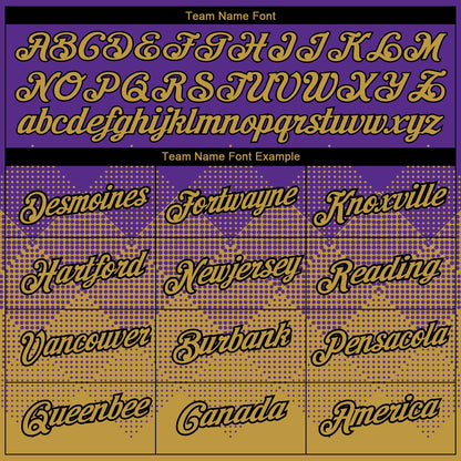 Custom Purple Old Gold-Black 3D Pattern Design Gradient Square Shapes Performance T-Shirt