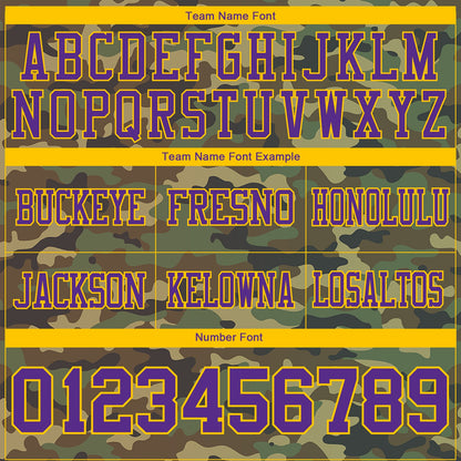 Custom Camo Purple-Yellow 3D Pattern Salute To Service Authentic Football Jersey