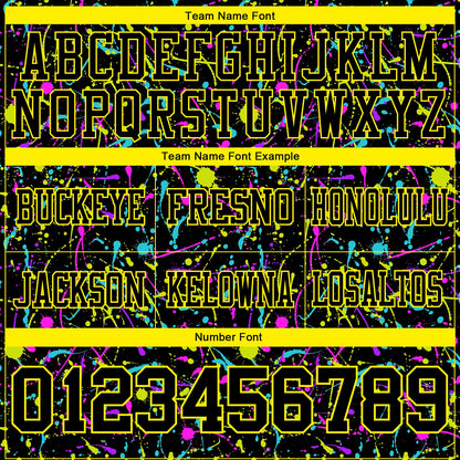 Custom Graffiti Pattern Black-Light Yellow 3D Pattern Splash Authentic Football Jersey