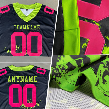 Custom Black Red-Yellow 3D Pattern Flame Bowling Authentic Football Jersey