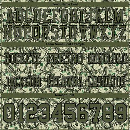 Custom Green Olive-Black 3D Pattern Dollar Authentic Football Jersey