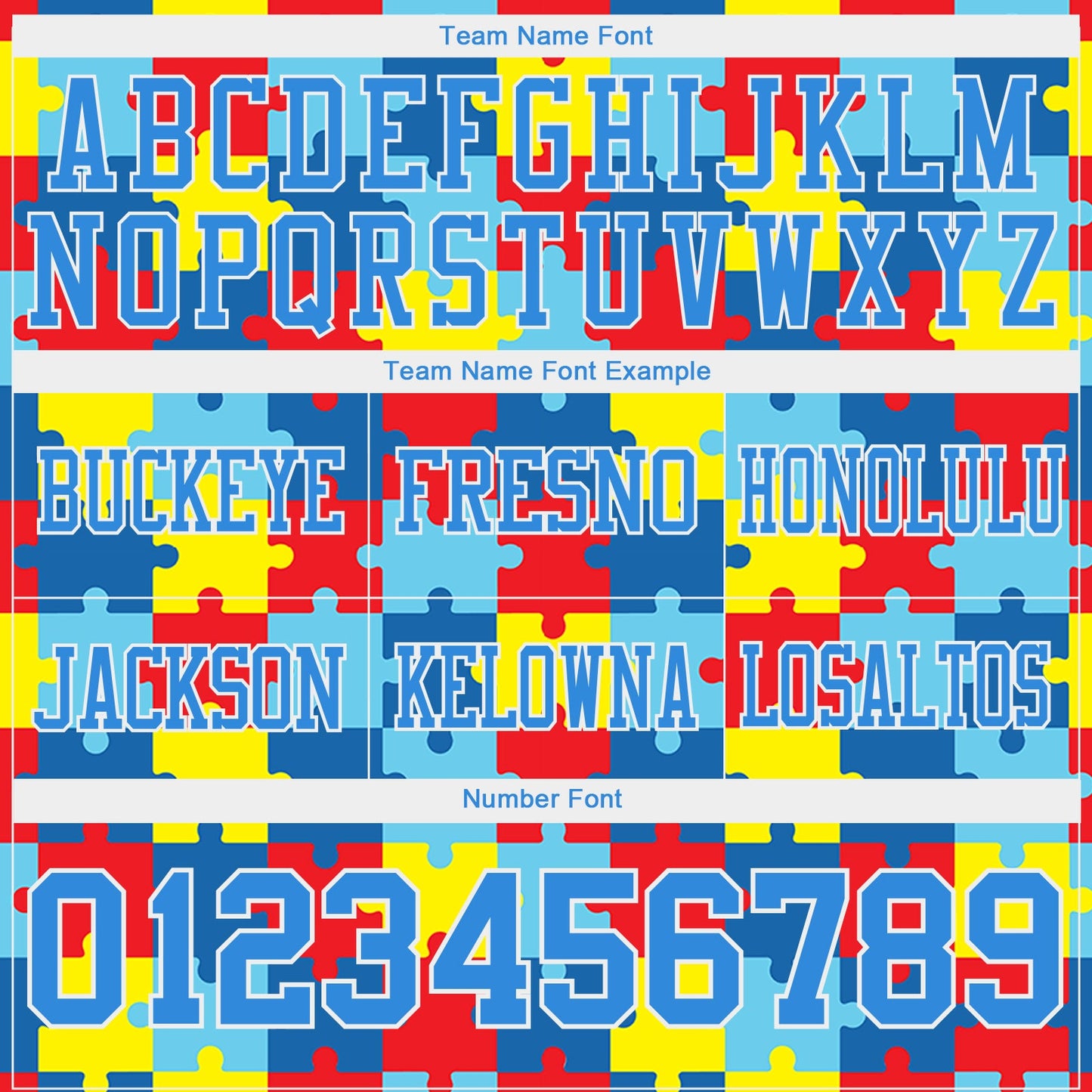 Custom Powder Blue White 3D Pattern Autism Supporter Awareness Puzzle Pieces Authentic Football Jersey