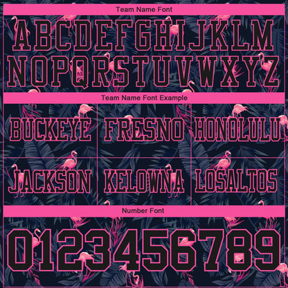 Custom Black Pink 3D Pattern Flamingo Authentic Football Jersey