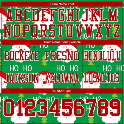 Custom Green Red-White 3D Pattern Christmas Authentic Football Jersey