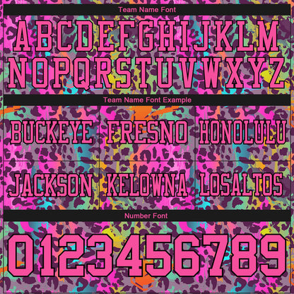 Custom Graffiti Pattern Pink-Black 3D Pattern Colorful Leopard Print Authentic Football Jersey