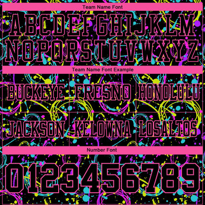 Custom Graffiti Pattern Black-Pink 3D Pattern Neon Splash Authentic Football Jersey