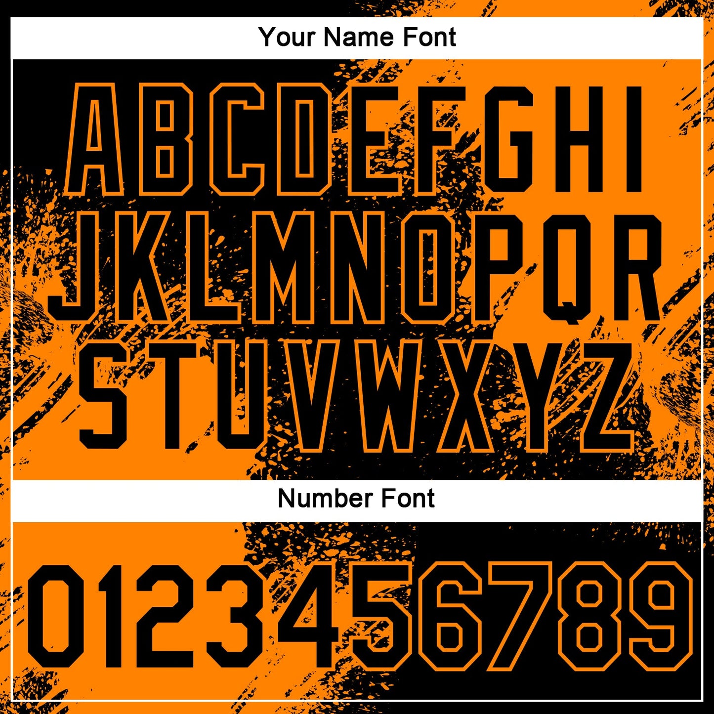 Custom Black Bay Orange 3D Pattern Design Abstract Brush Stroke Performance T-Shirt
