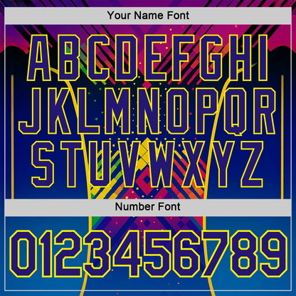 Custom Dark Purple Light Yellow-Red 3D Pattern Design Neon Chromatic Sportswear Performance T-Shirt