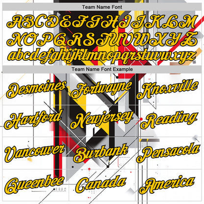 Custom White Yellow Red Black-Gray 3D Pattern Design Germany Geometric Shape Sportswear Performance T-Shirt
