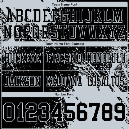 Custom Black Silver 3D Pattern Abstract Brush Stroke Authentic Football Jersey