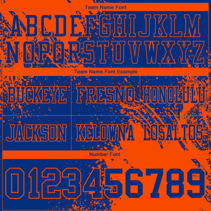 Custom Royal Orange 3D Pattern Abstract Brush Stroke Authentic Football Jersey