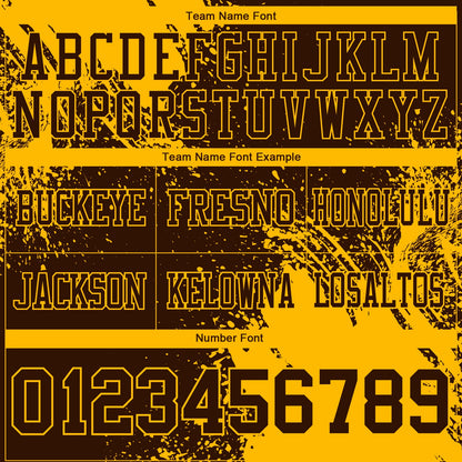 Custom Brown Gold 3D Pattern Abstract Brush Stroke Authentic Football Jersey